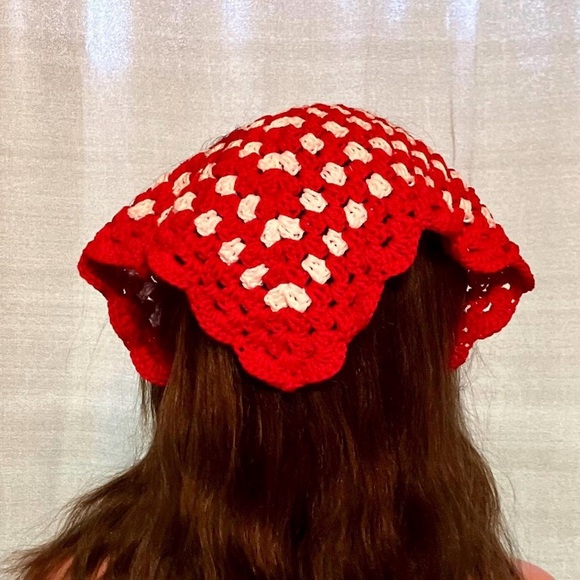 Mushroom Bandana | Handmade Crochet Cotton Bandana - Picture 3 of 3